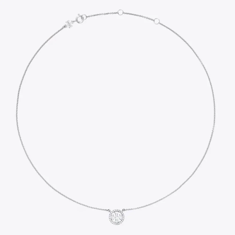 Tory Burch Silver Round Pave 16 in. Necklace - Picture 3 of 3